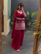 Lehenga Mart Designer Sharara Suit For Women or Girls - Maroon - Distacart