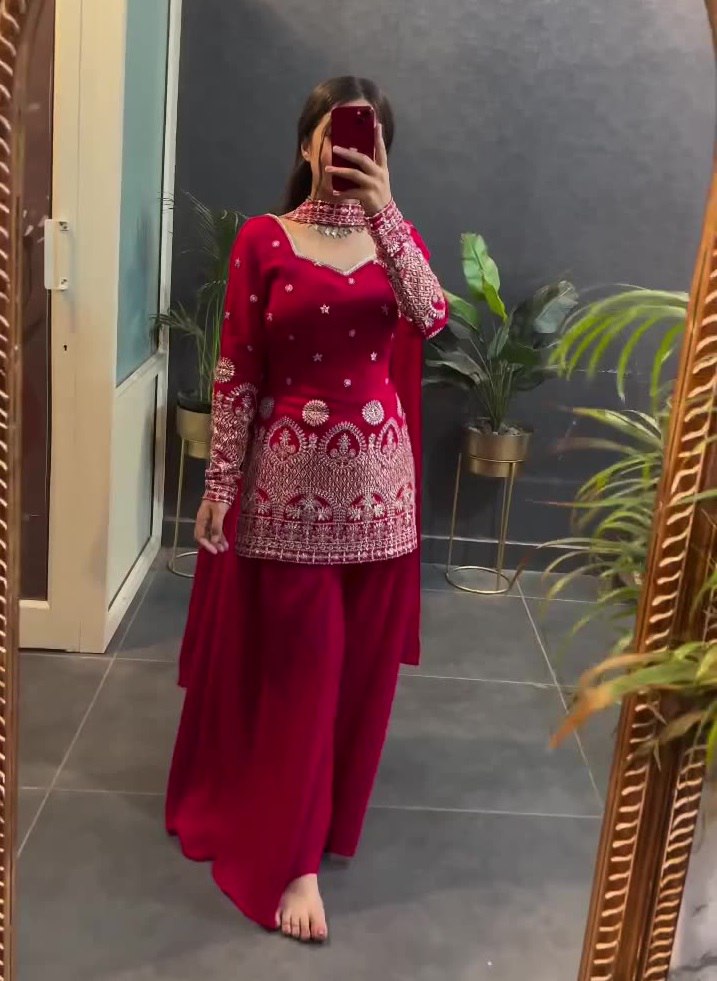 Lehenga Mart Designer Sharara Suit For Women or Girls - Maroon - Distacart