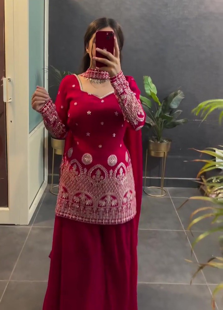 Lehenga Mart Designer Sharara Suit For Women or Girls - Maroon - Distacart
