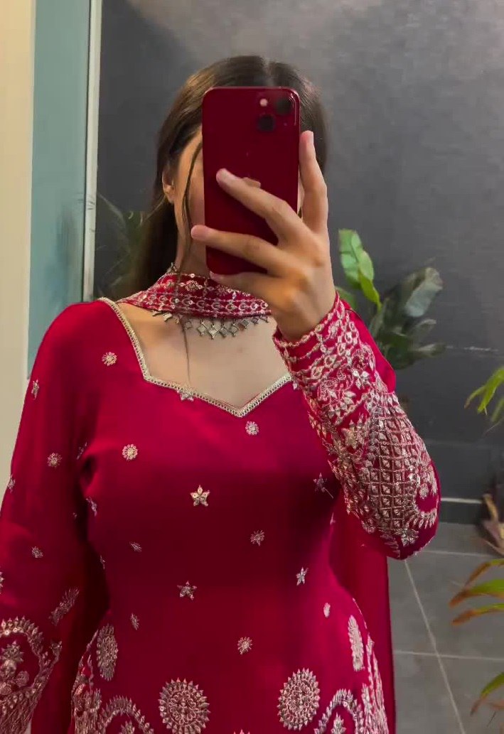 Lehenga Mart Designer Sharara Suit For Women or Girls - Maroon - Distacart