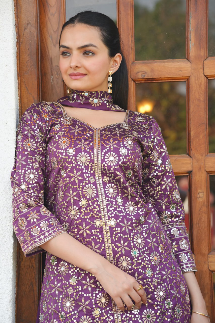 Lehenga Mart Designer Sharara Suit For Women or Girls - Purple - Distacart