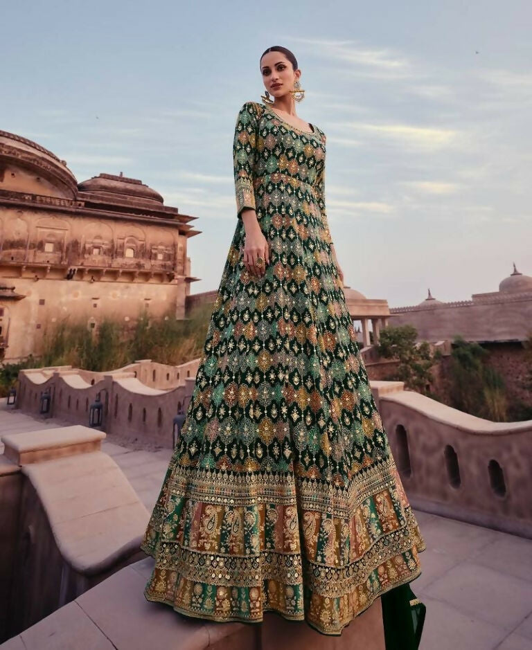 Vastranavya Traditional Faux Georgette Embroidered Sequence work Anarkali Gown