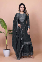 Lehenga Mart Designer Sharara Suit for women - Black - Distacart