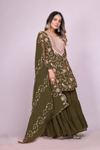 Lehenga Mart Designer Sharara Suit for women - Olive - Distacart