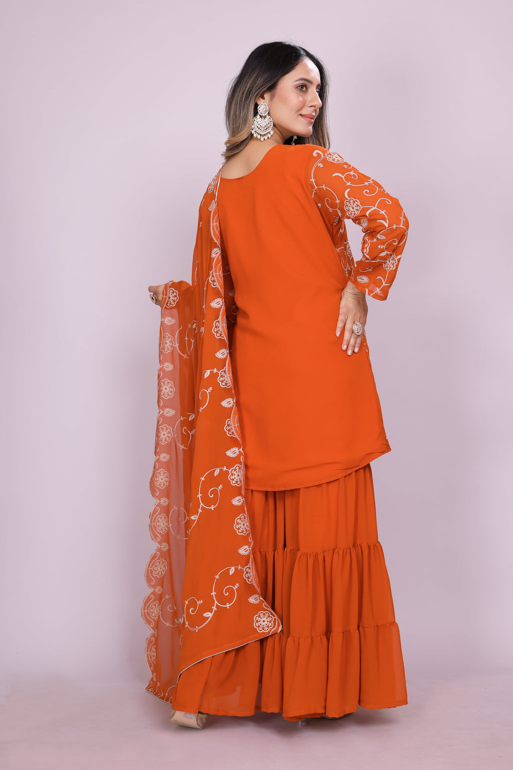Lehenga Mart Designer Sharara Suit for women - Orange - Distacart