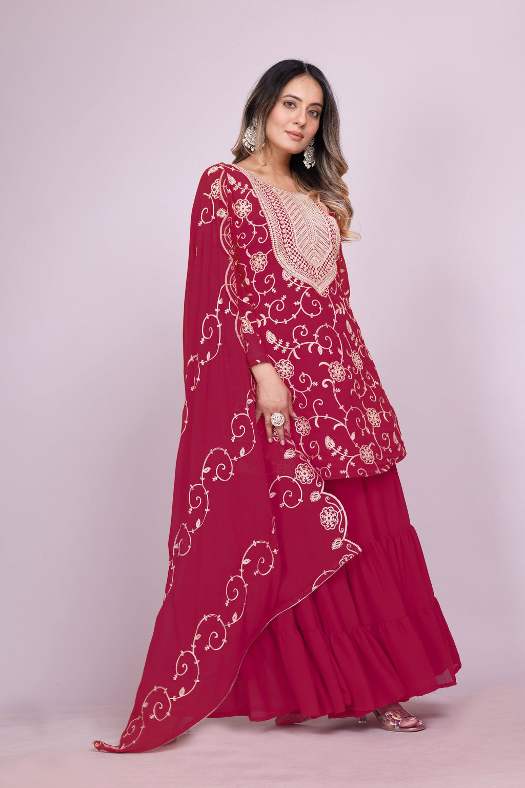 Lehenga Mart Designer Sharara Suit for women - Pink - Distacart