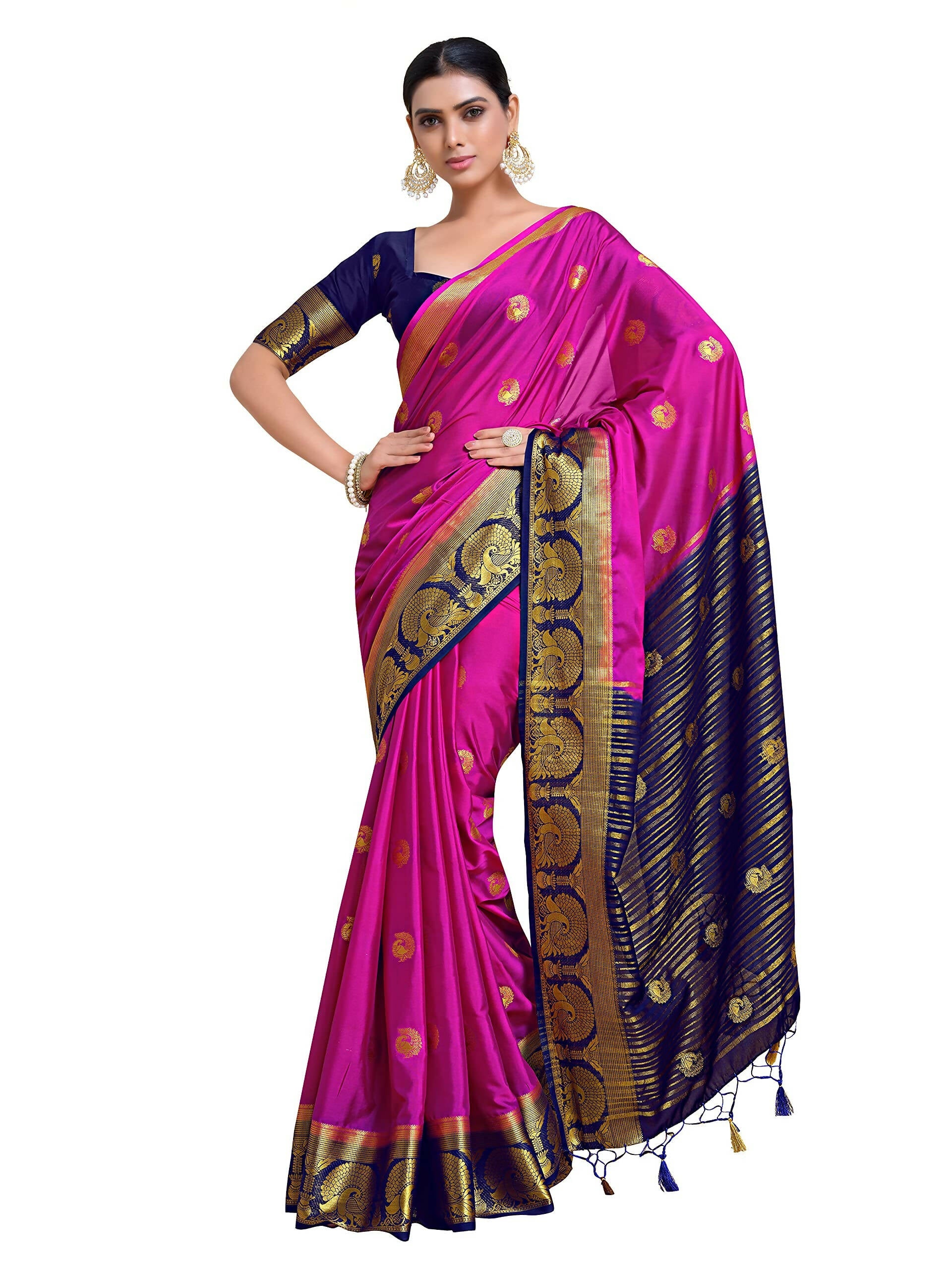 Mimosa Women's Pink Mysore Silk Crepe Saree - Distacart