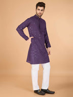 Vastranavya Dusty Purple Exclusive Festival Wear Viscose Silk Thread & Sequence Embroidered Work Kurta with Dupatta