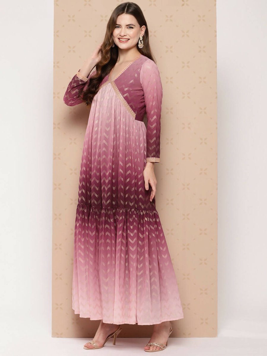 Ahalyaa Women's Traditional wear Ethnic Dress - Burgundy - Distacart
