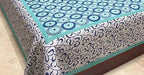 Vamika Latest Printed Cotton Sea Green & White Bedsheet With Pillow Covers (LEOC_CHKR_SG)