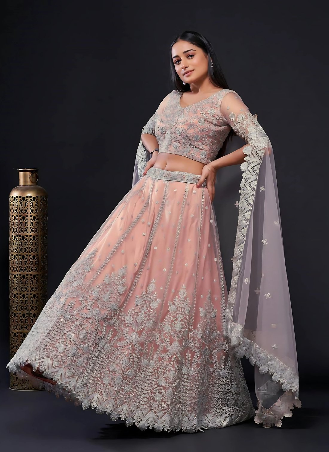 Lehenga Mart Designer Wedding Lehenga Choli For Women - Light Pink