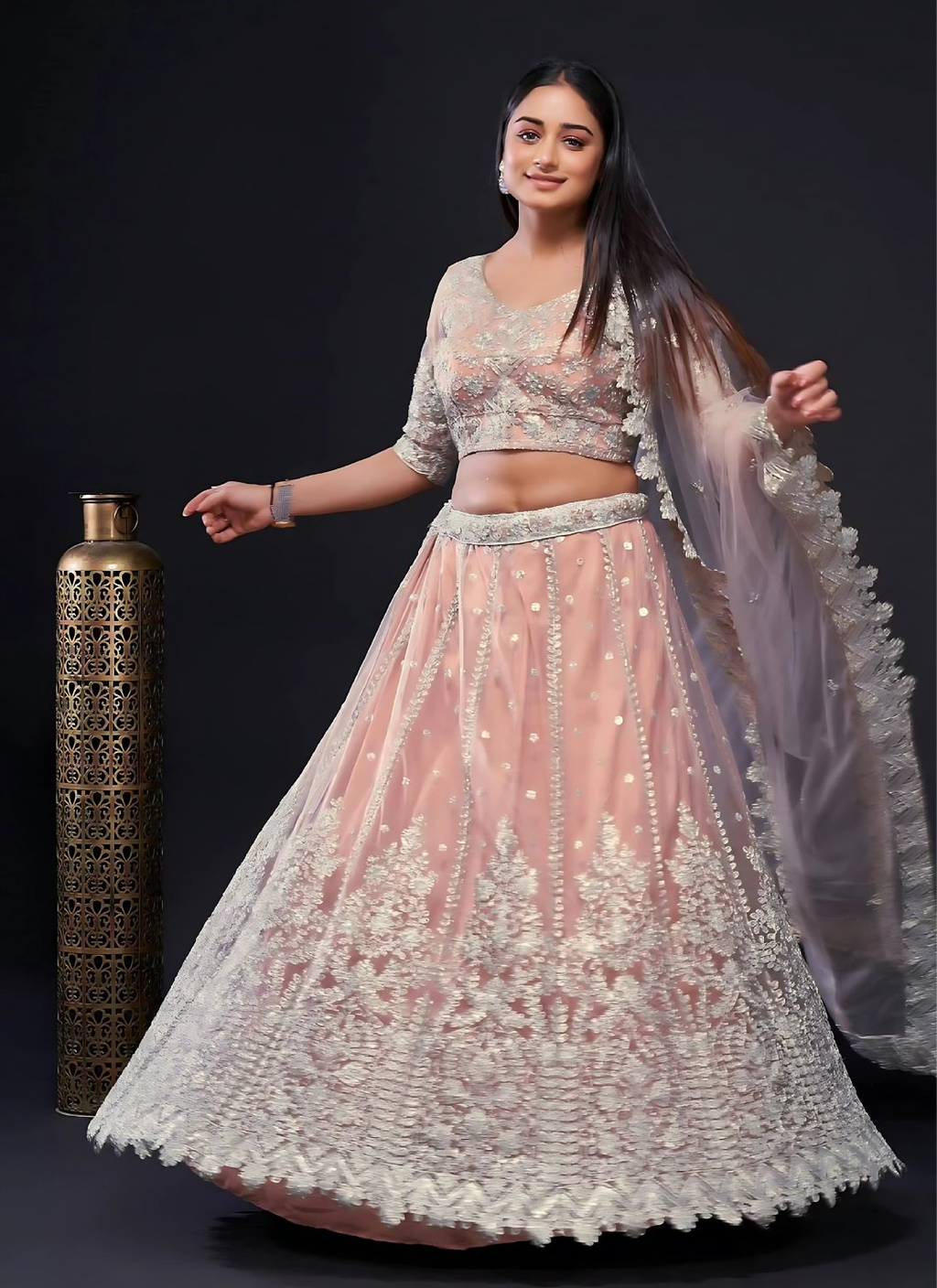Lehenga Mart Designer Wedding Lehenga Choli For Women - Light Pink
