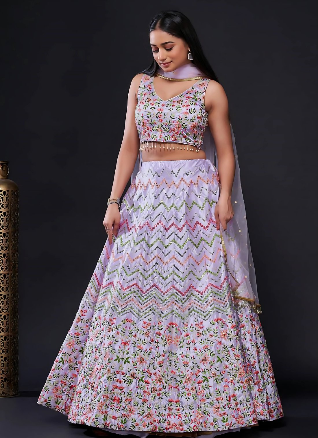 Lehenga Mart Designer Wedding Lehenga Choli For Women - Lavender