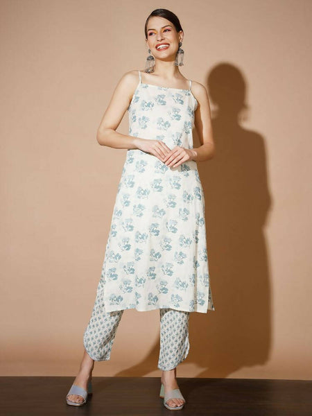Myshka Women Multi-Floral Kurta & Trousers