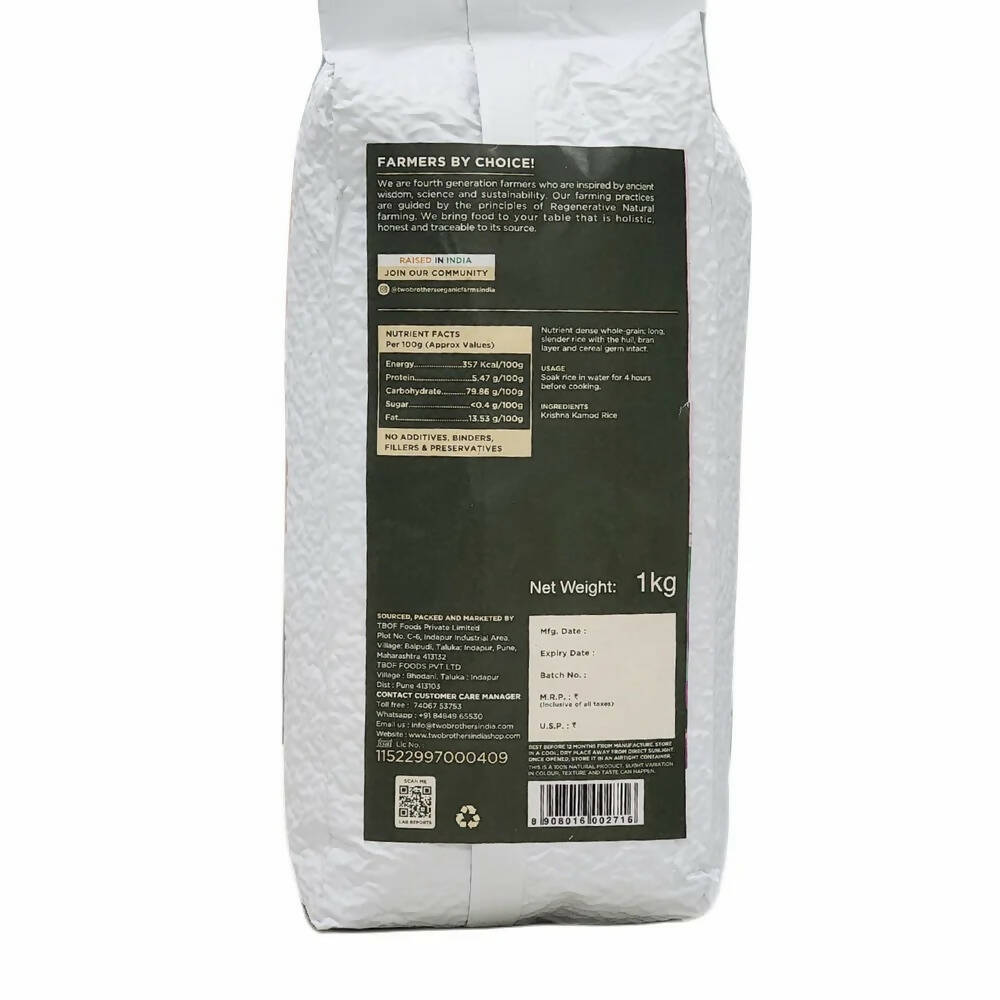 Two Brothers Organic Farms Krishna Kamod Brown Rice, Unpolished