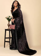 Vegaa Fashion Onion Pink Heavy Georgette Sequence Embroidery Saree - Distacart