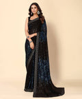Vegaa Fashion Royal Blue Heavy Georgette Sequence Embroidery Saree - Distacart