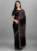 Vegaa Fashion Purple Heavy Georgette Sequence Embroidery Saree - Distacart