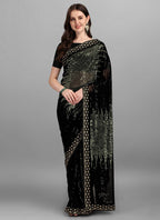 Vegaa Fashion Green Heavy Georgette Sequence Embroidery Saree - Distacart