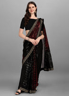 Vegaa Fashion Red Heavy Georgette Sequence Embroidery Saree - Distacart