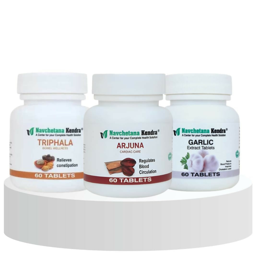 Navchetana Kendra Arjuna, Triphala, and Garlic Tablets Combo