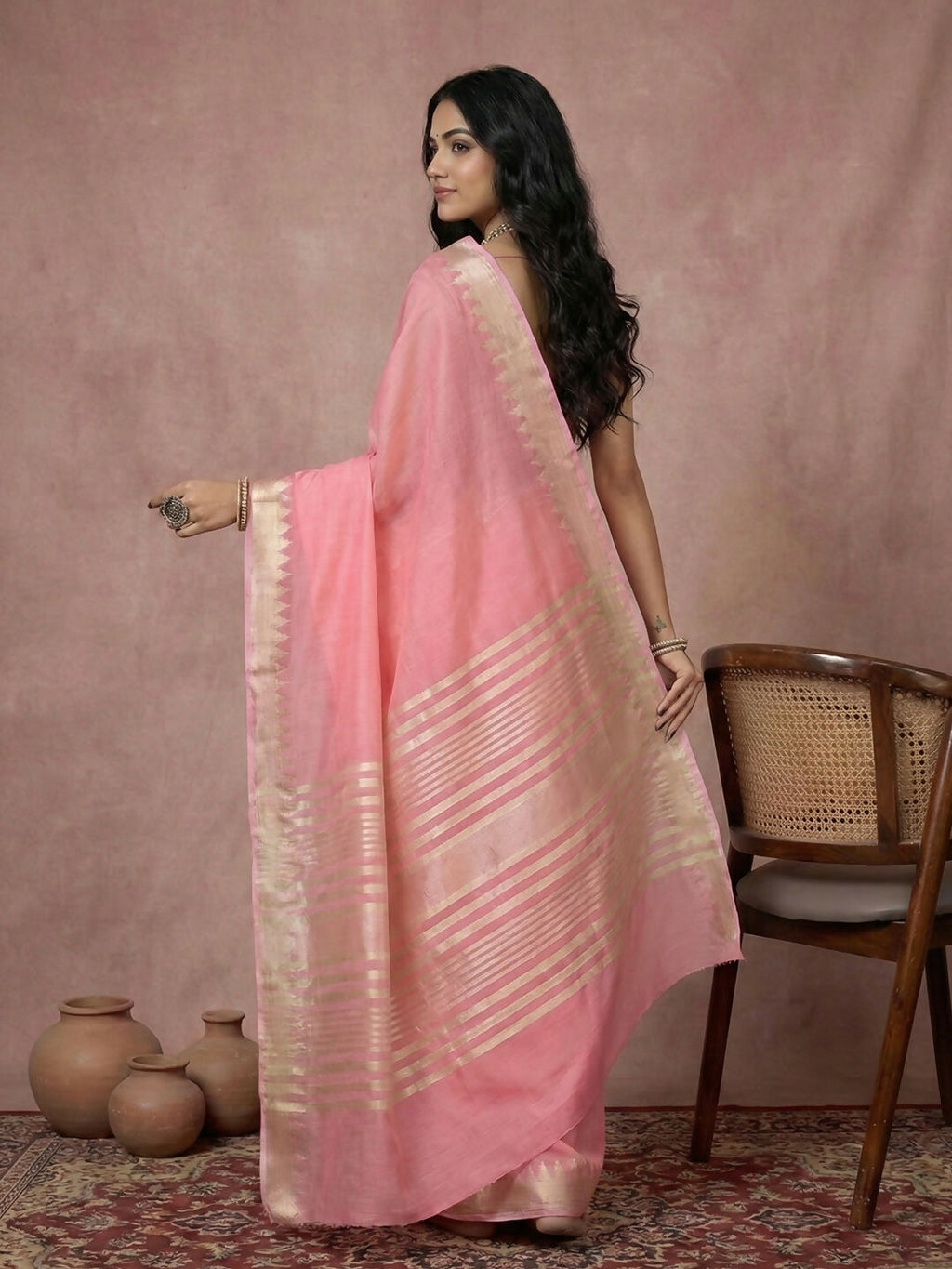 Shree Shyam Fashion Coral Pink Cotton Saree - Distacart