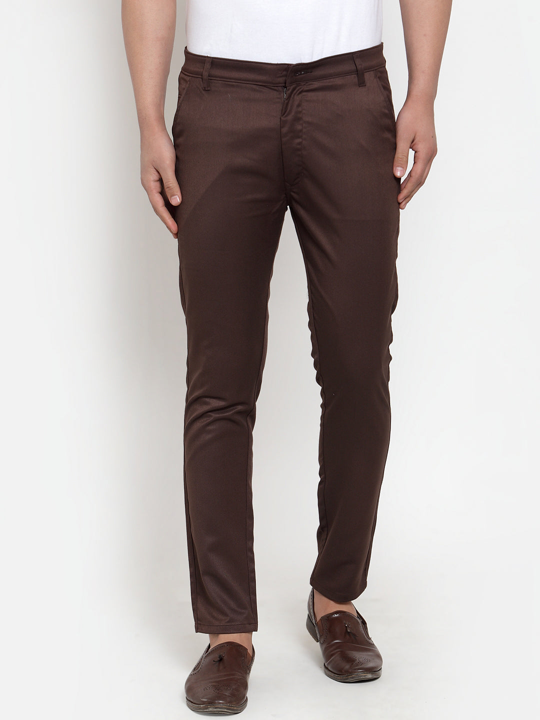 Jainish Men's Brown Solid Formal Trousers ( FGP 253Coffee ) - Distacart