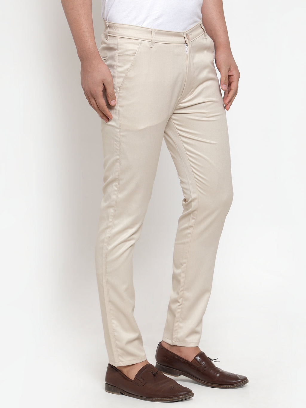 Jainish Men's Cream Solid Formal Trousers ( FGP 253Cream ) - Distacart