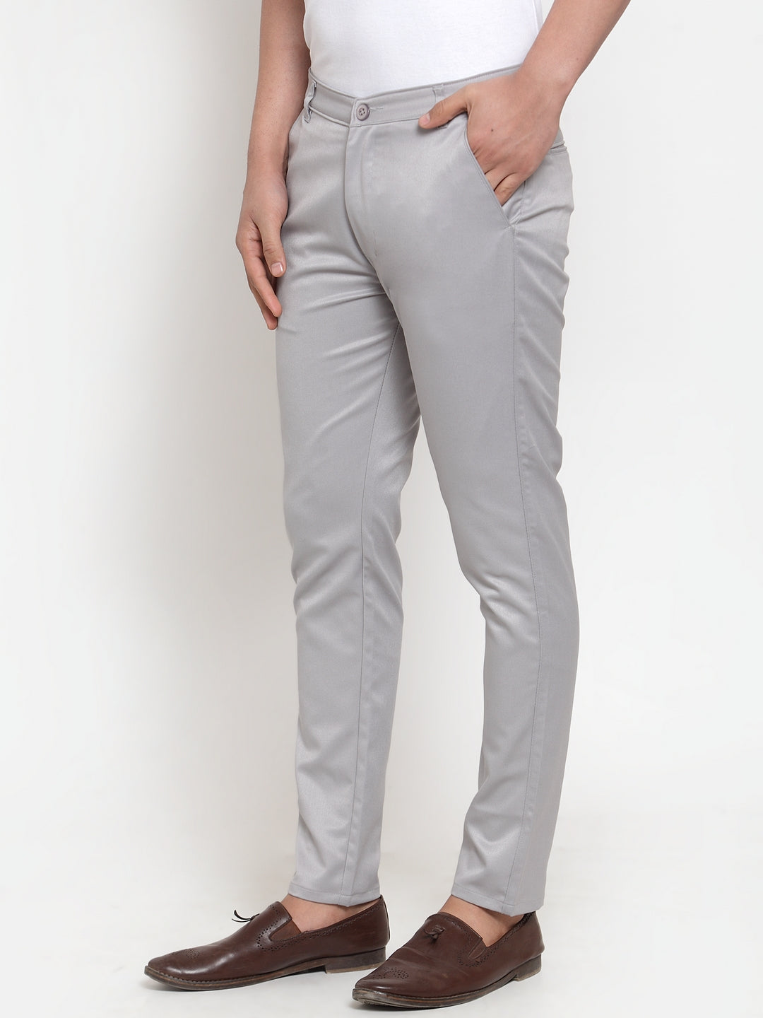 Jainish Men's Grey Solid Formal Trousers ( FGP 253Light-Grey ) - Distacart