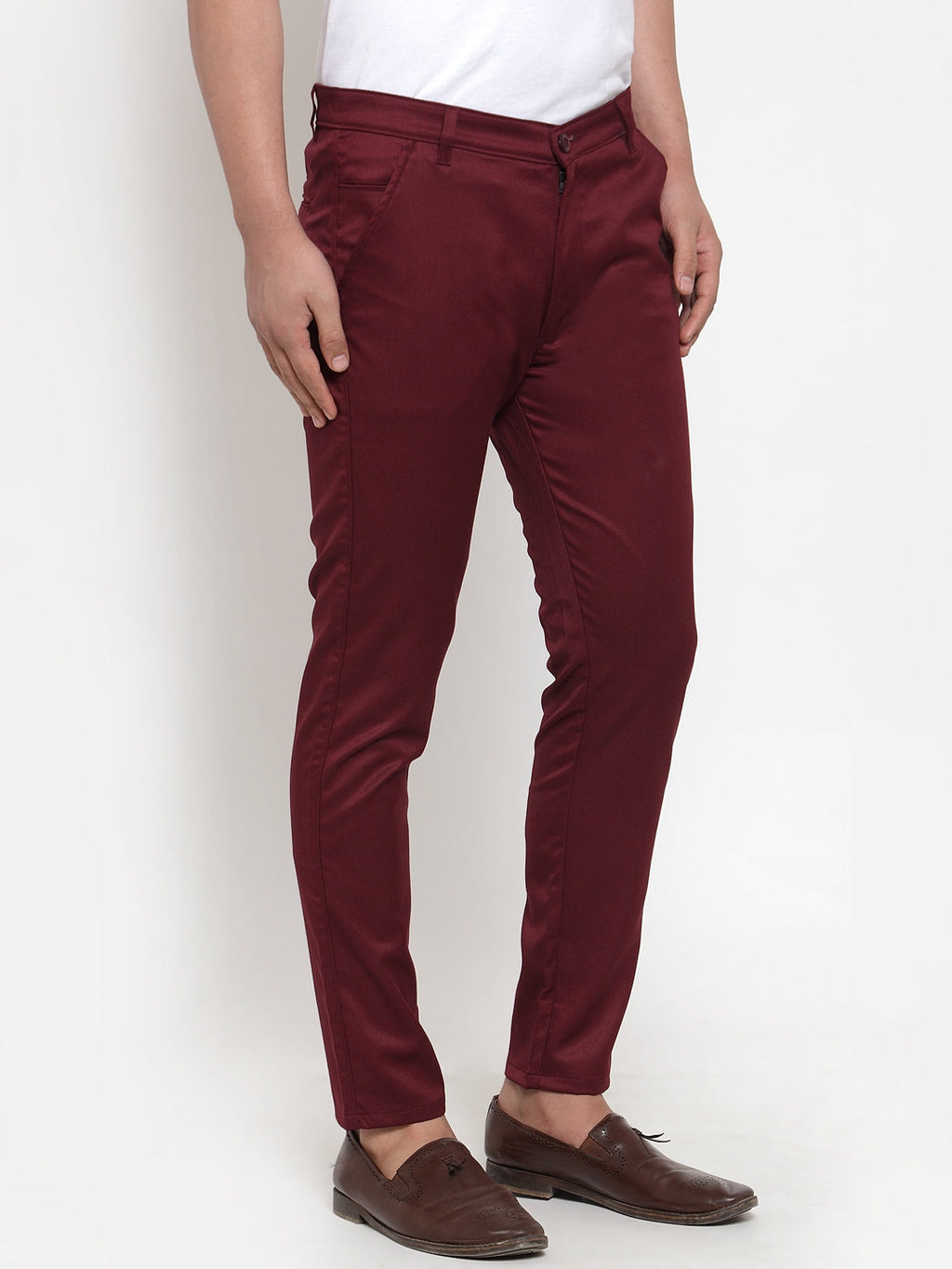 Jainish Men's Maroon Solid Formal Trousers ( FGP 253Maroon ) - Distacart