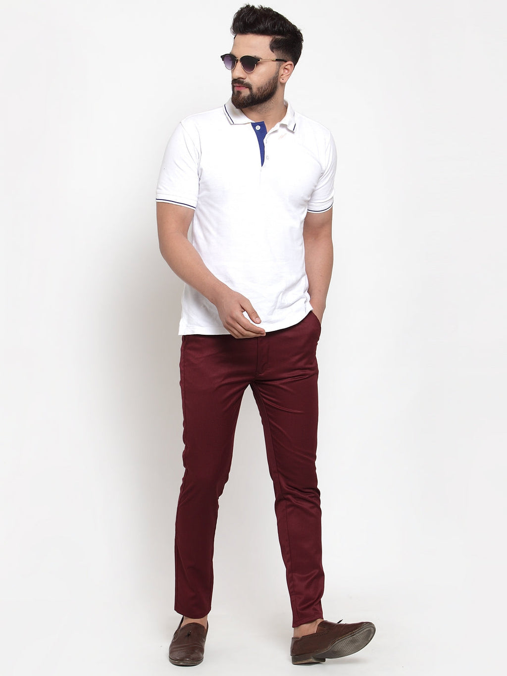 Jainish Men's Maroon Solid Formal Trousers ( FGP 253Maroon ) - Distacart