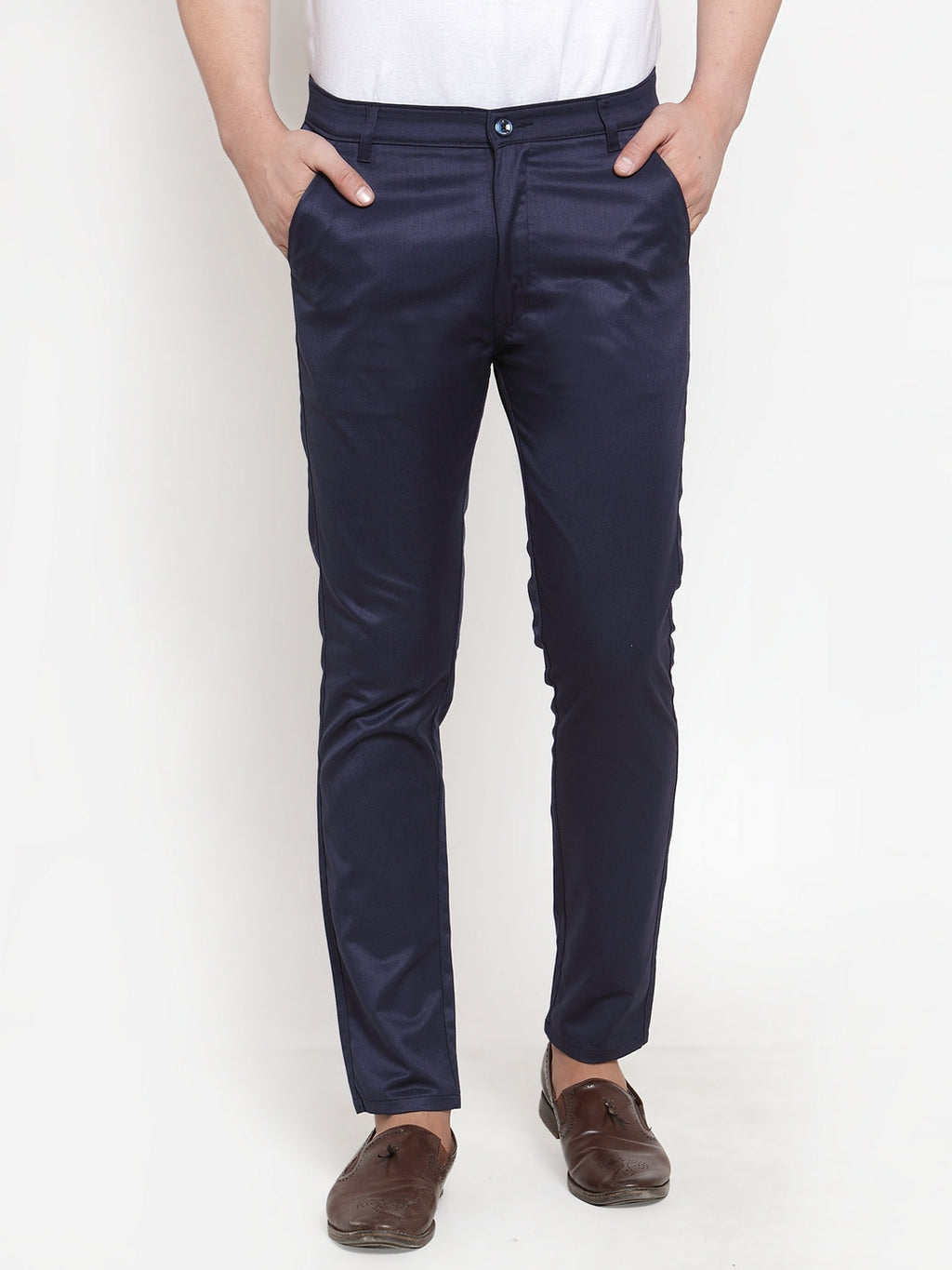 Jainish Men's Navy Solid Formal Trousers ( FGP 253Navy ) - Distacart