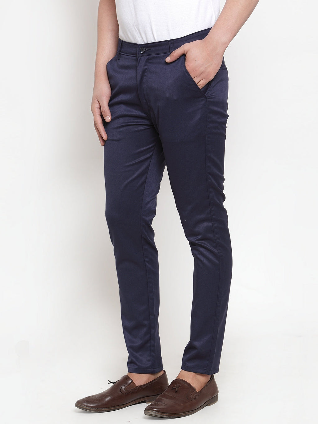 Jainish Men's Navy Solid Formal Trousers ( FGP 253Navy ) - Distacart