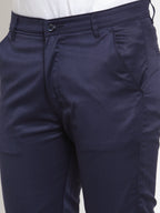 Jainish Men's Navy Solid Formal Trousers ( FGP 253Navy ) - Distacart