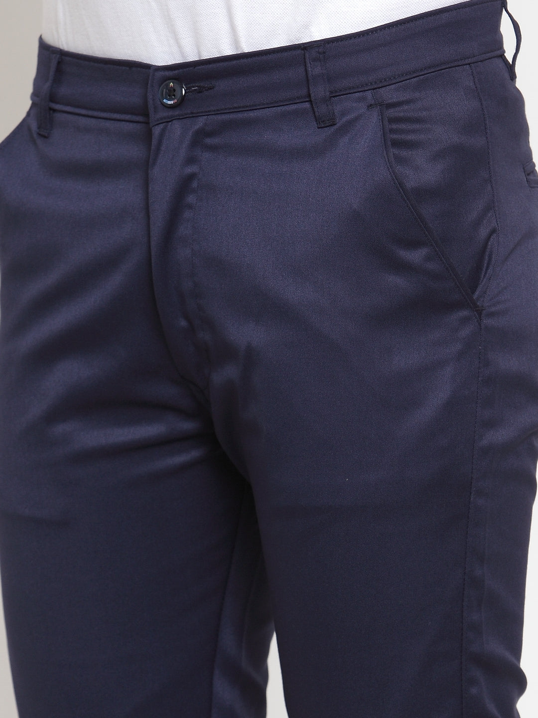 Jainish Men's Navy Solid Formal Trousers ( FGP 253Navy ) - Distacart