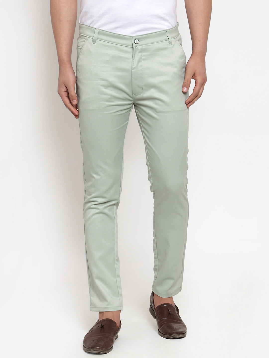 Jainish Men's Green Solid Formal Trousers ( FGP 253Pista ) - Distacart
