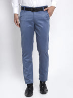 Jainish Men's Blue Cotton Solid Formal Trousers ( FGP 265Indigo ) - Distacart