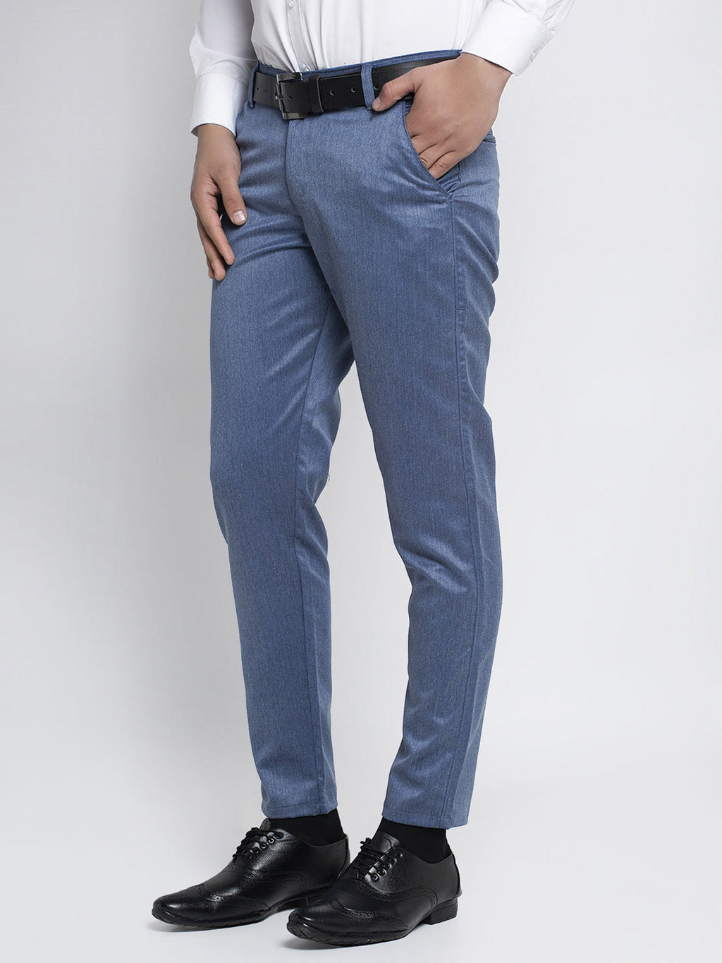 Jainish Men's Blue Cotton Solid Formal Trousers ( FGP 265Indigo ) - Distacart