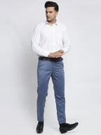 Jainish Men's Blue Cotton Solid Formal Trousers ( FGP 265Indigo ) - Distacart