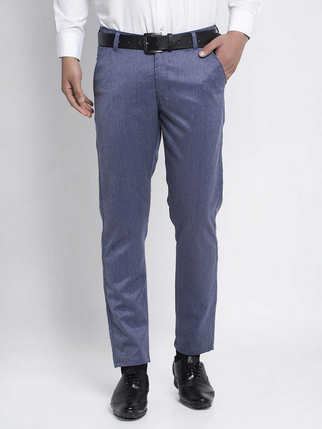 Jainish Men's Blue Cotton Solid Formal Trousers ( FGP 265Navy ) - Distacart