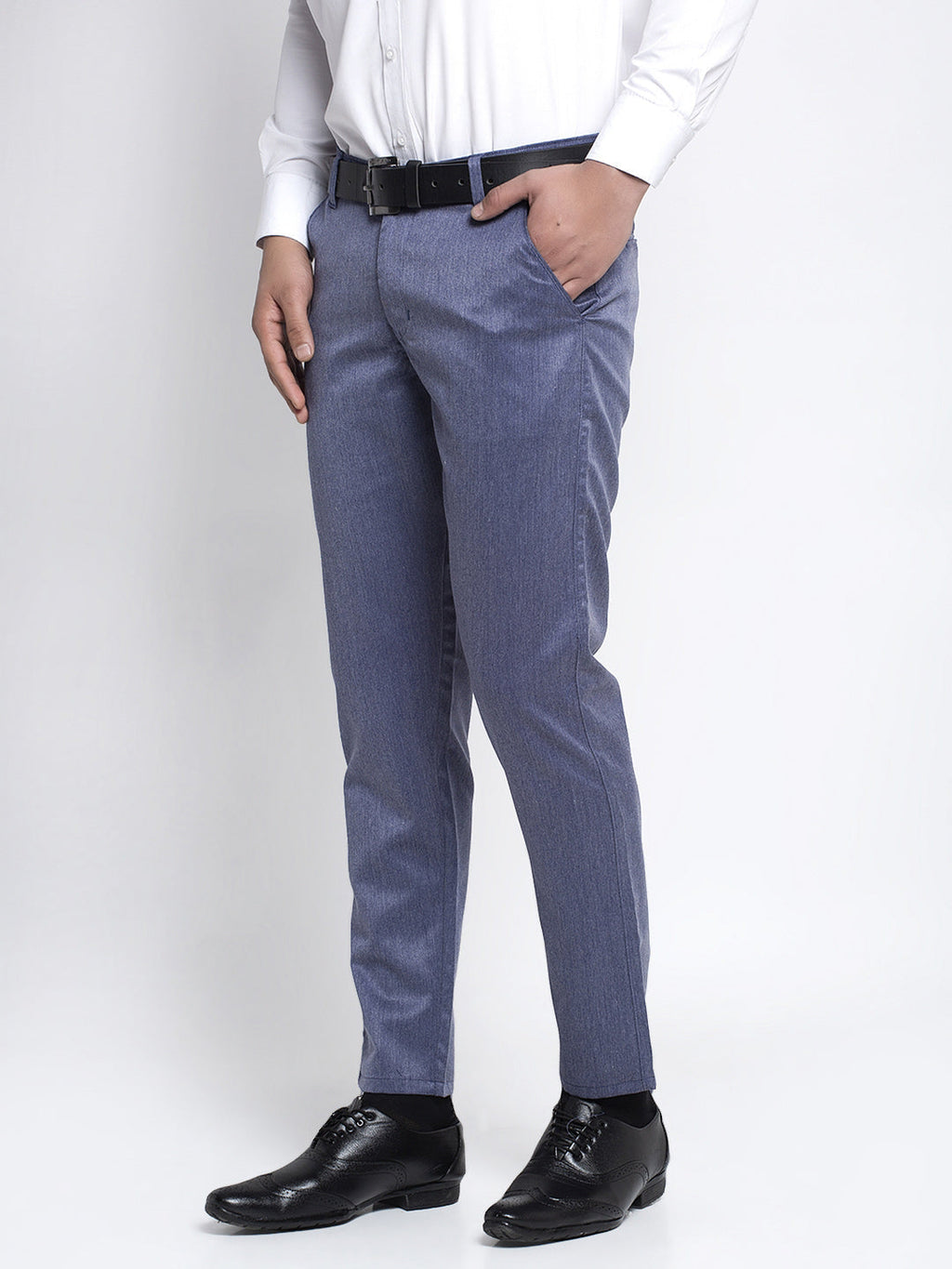 Jainish Men's Blue Cotton Solid Formal Trousers ( FGP 265Navy ) - Distacart