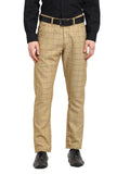 Jainish Men's Beige Cotton Checked Formal Trousers ( FGP 267Beige ) - Distacart