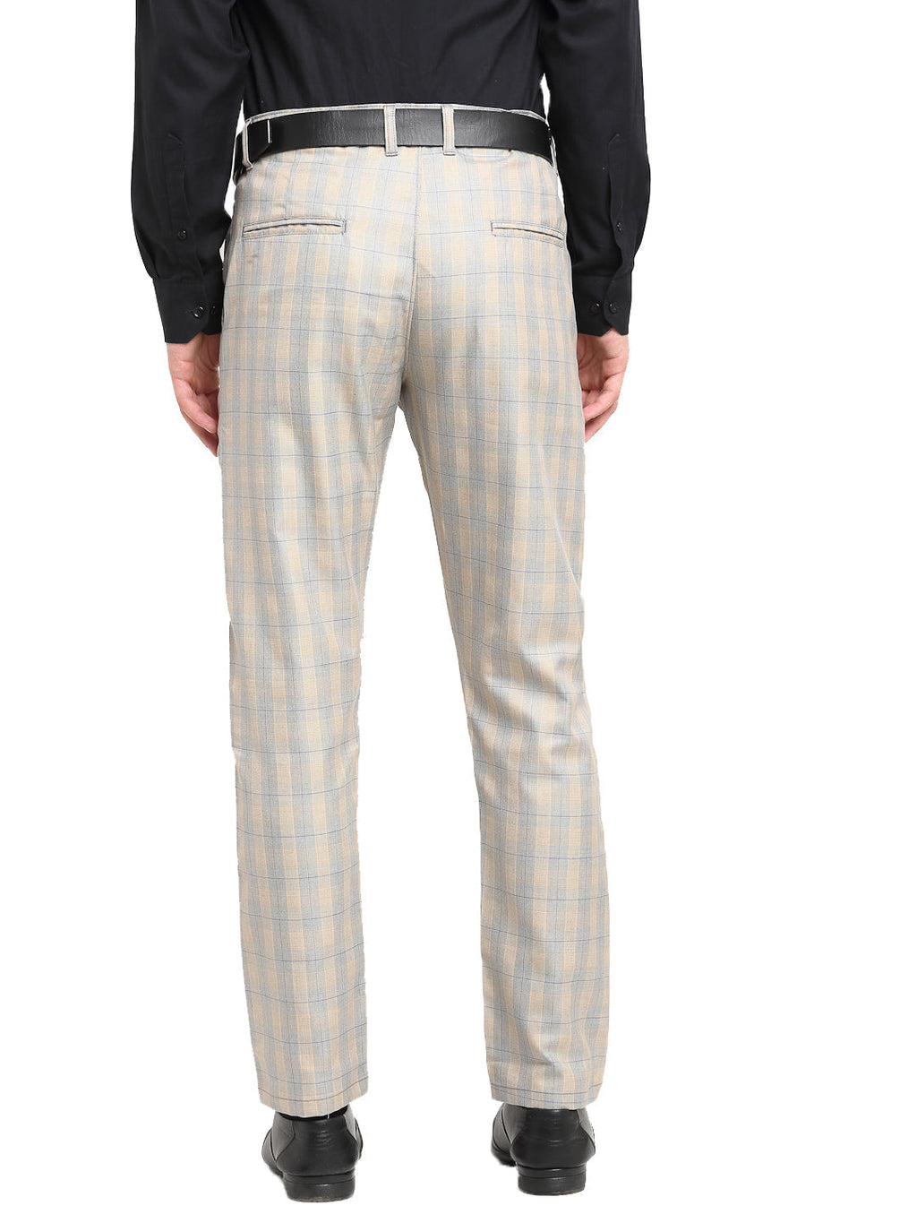 Jainish Men's Blue Cotton Checked Formal Trousers ( FGP 267Blue ) - Distacart