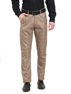 Jainish Men's Brown Cotton Checked Formal Trousers ( FGP 267Brown ) - Distacart