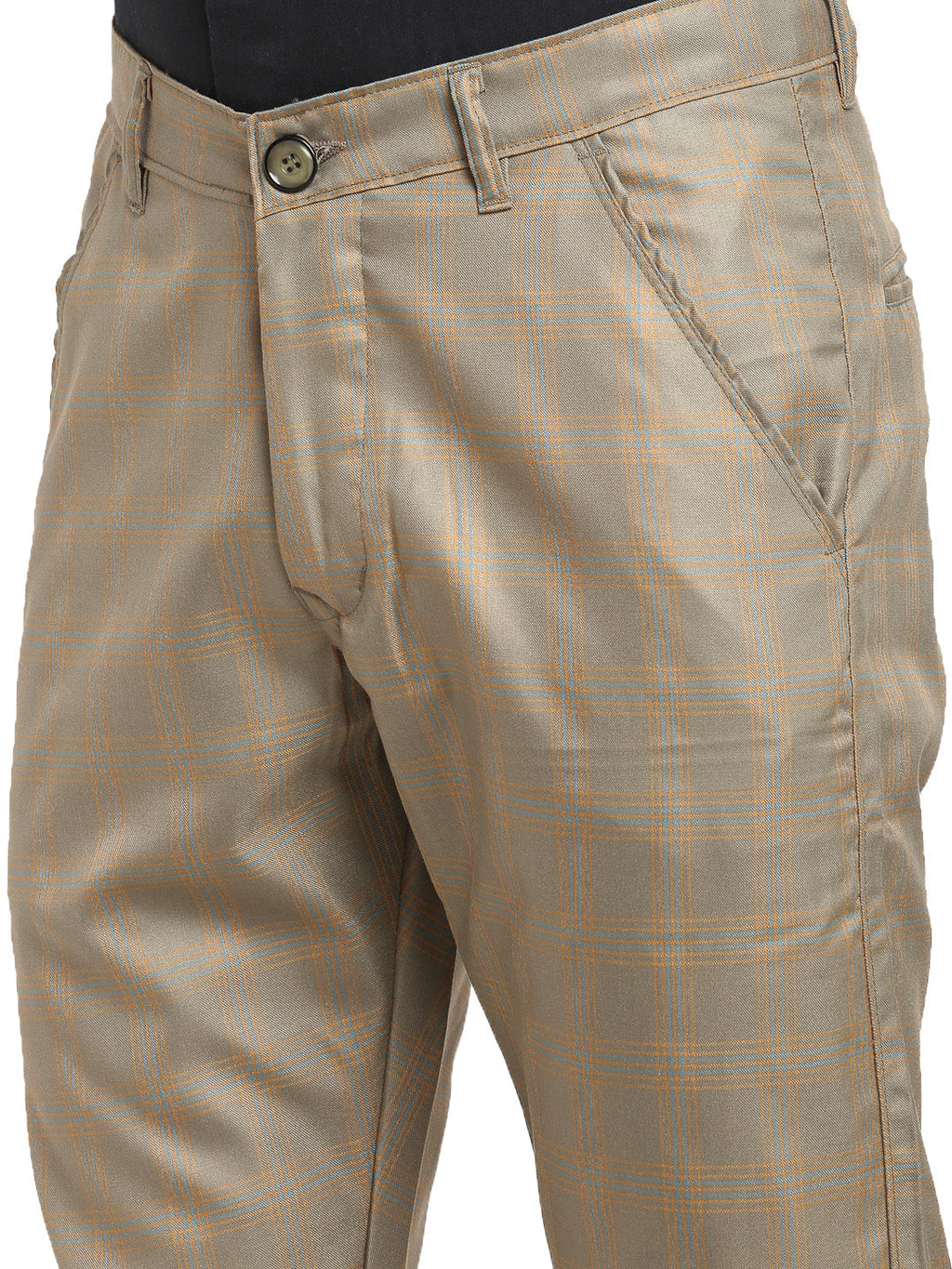 Jainish Men's Brown Cotton Checked Formal Trousers ( FGP 267Dark-Brown ) - Distacart