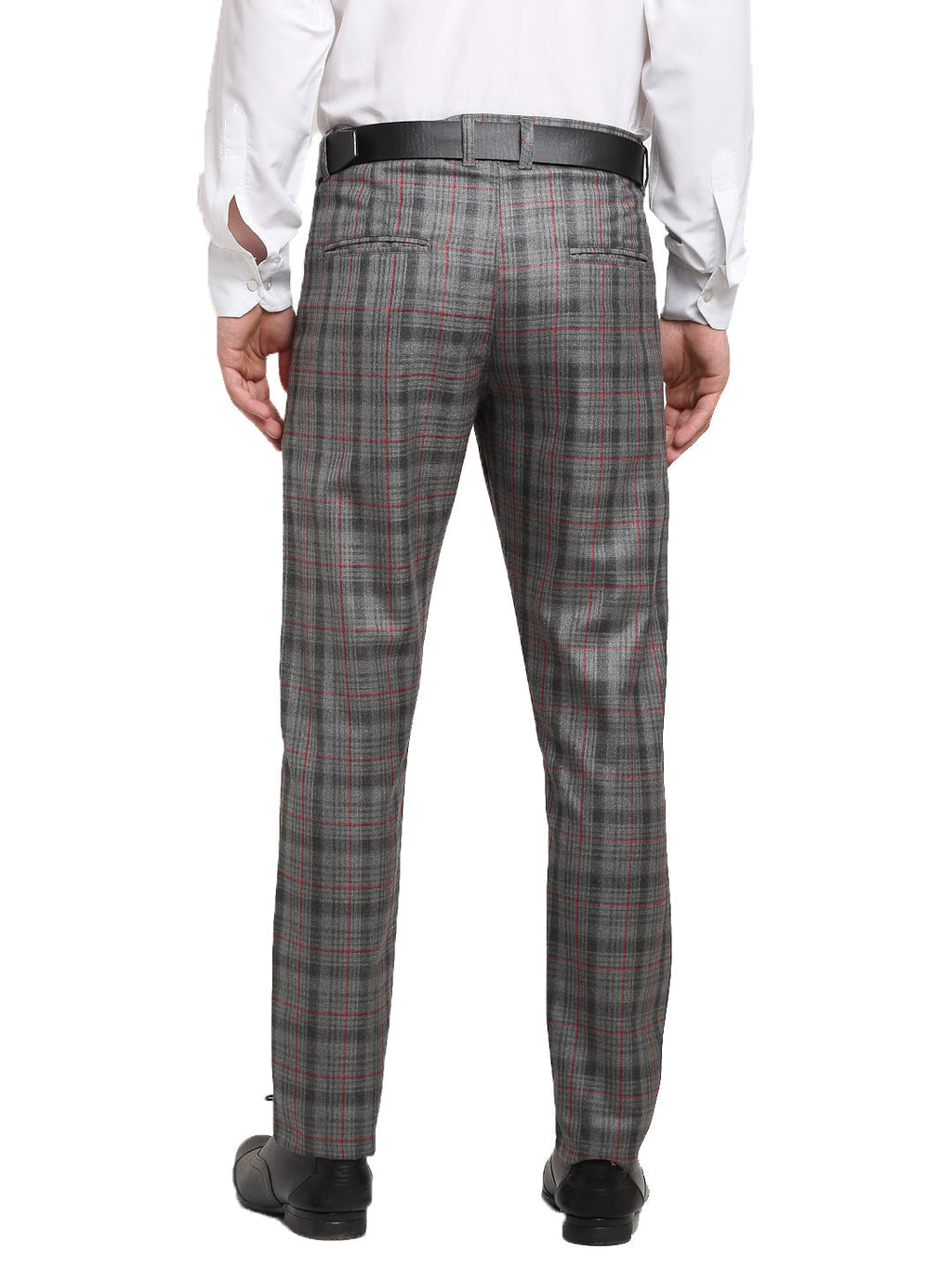 Jainish Men's Grey Cotton Checked Formal Trousers ( FGP 267Grey ) - Distacart