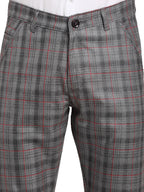 Jainish Men's Grey Cotton Checked Formal Trousers ( FGP 267Grey ) - Distacart