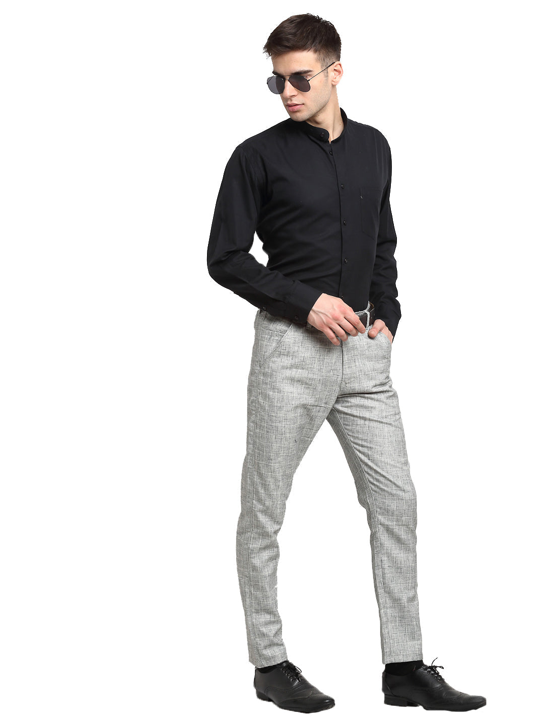 Jainish Men's Grey Cotton Solid Formal Trousers ( FGP 268Grey ) - Distacart