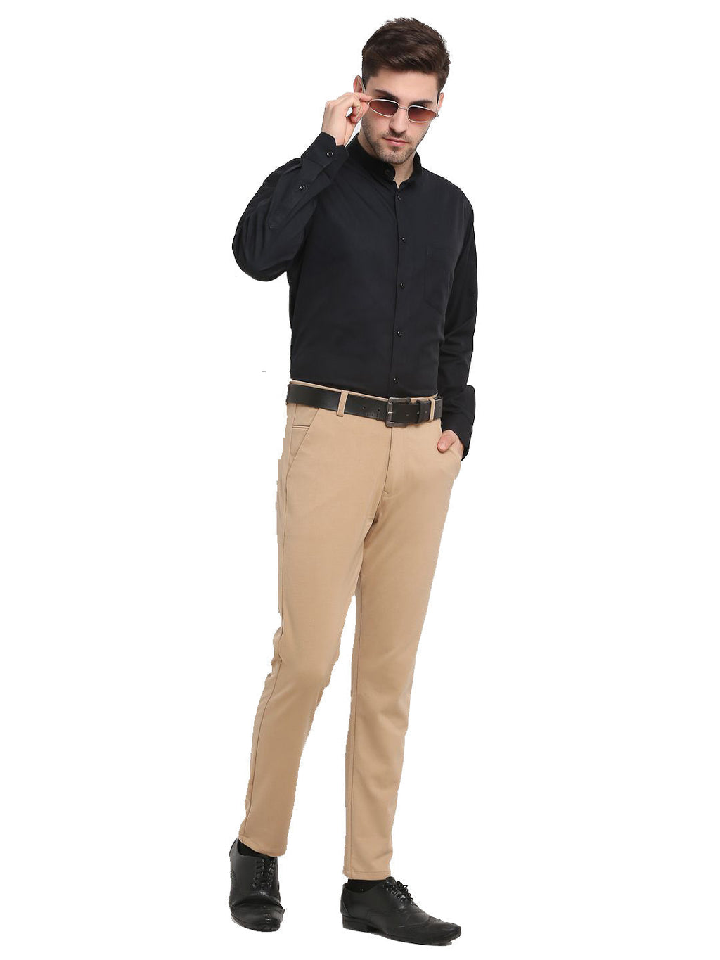 Jainish Men's Beige 4-Way Lycra Tapered Fit Trousers ( FGP 269Beige ) - Distacart