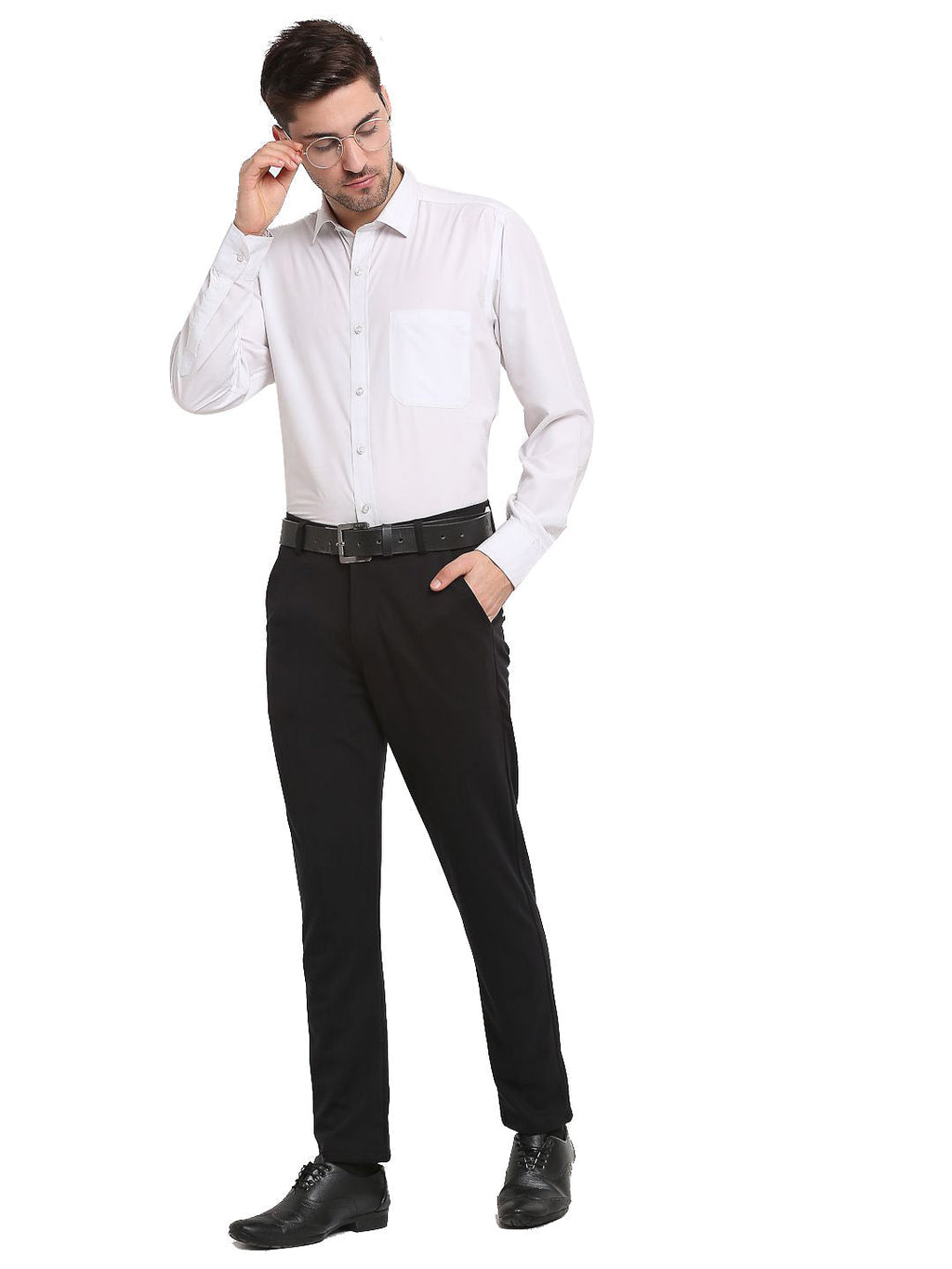 Jainish Men's Black 4-Way Lycra Tapered Fit Trousers ( FGP 269Black ) - Distacart
